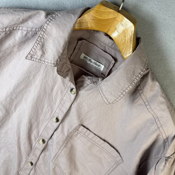 Free People Poplin Shirt We The Free Happy Hour Women Size M‎ Oversized Pastel - Picture 1 of 12